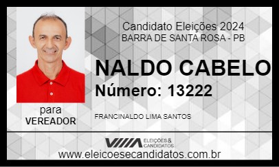 Candidato NALDO CABELO  2024 - BARRA DE SANTA ROSA - Eleições