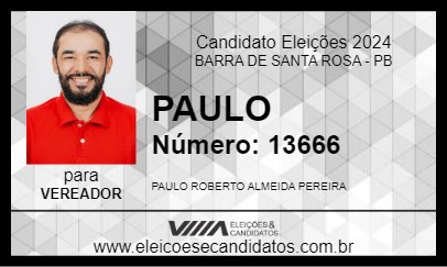 Candidato PAULO 2024 - BARRA DE SANTA ROSA - Eleições