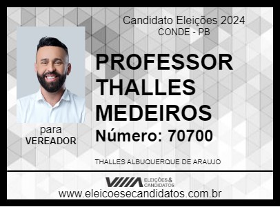 Candidato PROFESSOR THALLES MEDEIROS 2024 - CONDE - Eleições