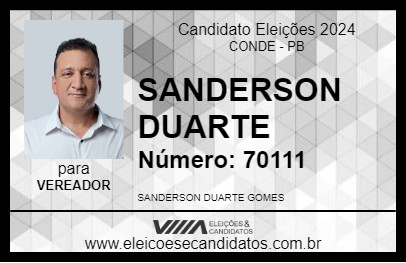 Candidato SANDERSON DUARTE 2024 - CONDE - Eleições