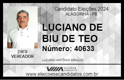 Candidato LUCIANO DE BIU DE TEO 2024 - ALAGOINHA - Eleições