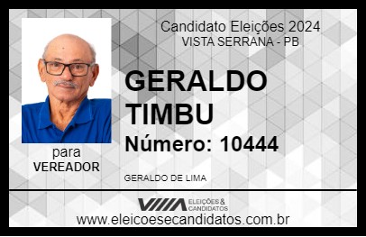 Candidato GERALDO TIMBU 2024 - VISTA SERRANA - Eleições