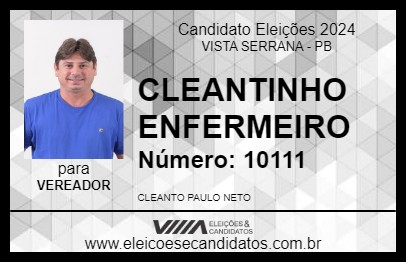 Candidato CLEANTINHO ENFERMEIRO 2024 - VISTA SERRANA - Eleições