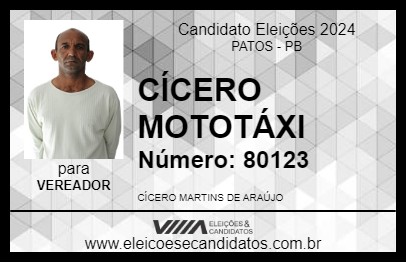 Candidato CÍCERO MOTOTÁXI 2024 - PATOS - Eleições