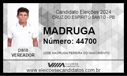 Candidato MADRUGA 2024 - CRUZ DO ESPÍRITO SANTO - Eleições