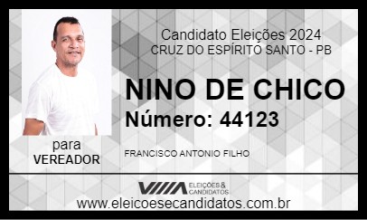 Candidato NINO DE CHICO 2024 - CRUZ DO ESPÍRITO SANTO - Eleições