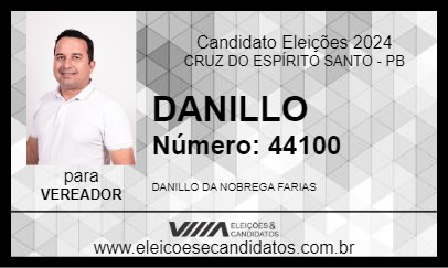 Candidato DANILLO 2024 - CRUZ DO ESPÍRITO SANTO - Eleições