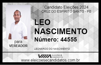 Candidato LEO NASCIMENTO 2024 - CRUZ DO ESPÍRITO SANTO - Eleições