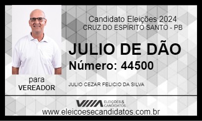 Candidato JULIO DE DÃO 2024 - CRUZ DO ESPÍRITO SANTO - Eleições