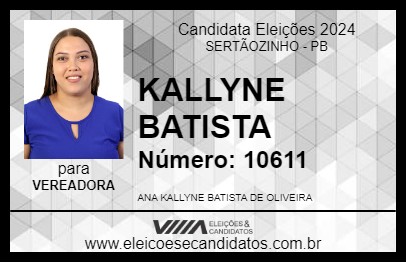 Candidato KALLYNE BATISTA 2024 - SERTÃOZINHO - Eleições