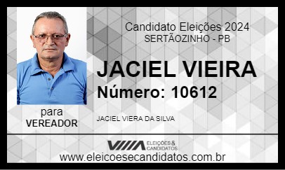 Candidato JACIEL VIEIRA 2024 - SERTÃOZINHO - Eleições