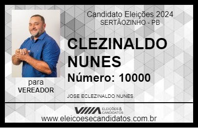 Candidato CLEZINALDO NUNES 2024 - SERTÃOZINHO - Eleições