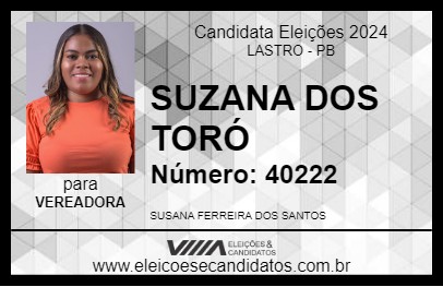 Candidato SUZANA DOS TORÓ 2024 - LASTRO - Eleições