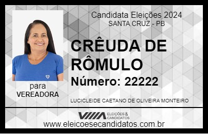 Candidato CRÊUDA DE RÔMULO 2024 - SANTA CRUZ - Eleições