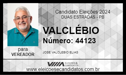 Candidato VALCLÉBIO 2024 - DUAS ESTRADAS - Eleições