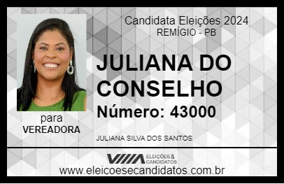 Candidato JULIANA DO CONSELHO 2024 - REMÍGIO - Eleições