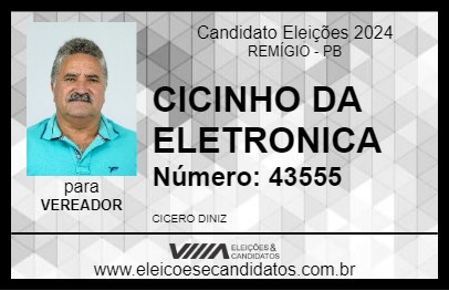 Candidato CICINHO DA ELETRONICA 2024 - REMÍGIO - Eleições