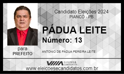 Candidato PÁDUA LEITE 2024 - PIANCÓ - Eleições