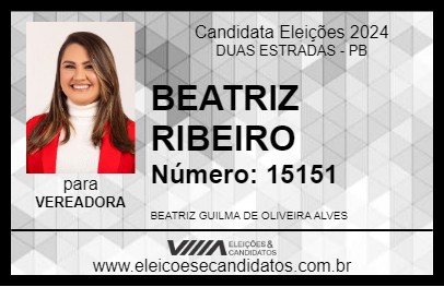 Candidato BEATRIZ RIBEIRO 2024 - DUAS ESTRADAS - Eleições