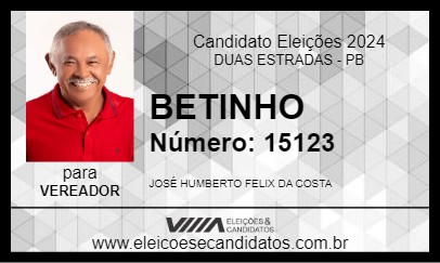 Candidato BETINHO 2024 - DUAS ESTRADAS - Eleições