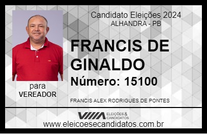 Candidato FRANCIS DE GINALDO 2024 - ALHANDRA - Eleições