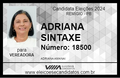 Candidato ADRIANA SINTAXE 2024 - REMÍGIO - Eleições