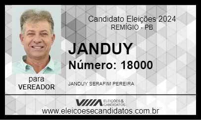 Candidato JANDUY 2024 - REMÍGIO - Eleições