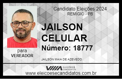 Candidato JAILSON CELULAR 2024 - REMÍGIO - Eleições