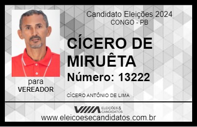 Candidato CÍCERO DE MIRUÊTA 2024 - CONGO - Eleições