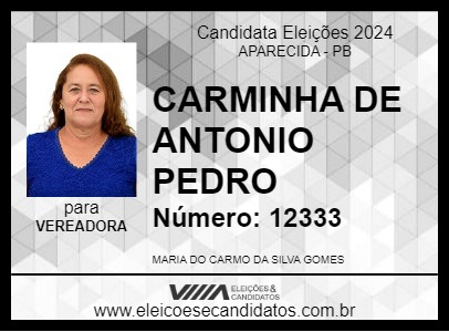 Candidato CARMINHA DE ANTONIO PEDRO 2024 - APARECIDA - Eleições