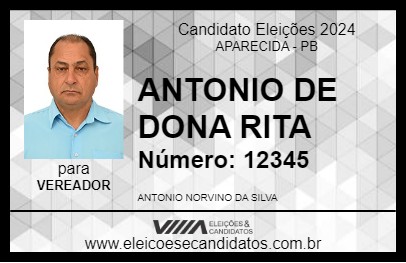 Candidato ANTONIO DE DONA RITA 2024 - APARECIDA - Eleições