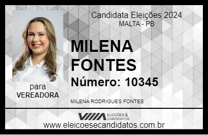 Candidato MILENA FONTES 2024 - MALTA - Eleições