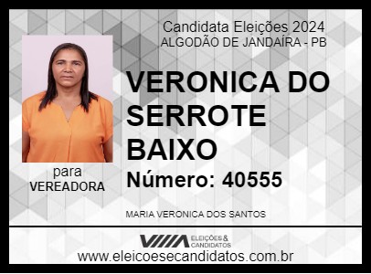 Candidato VERONICA DO SERROTE BAIXO 2024 - ALGODÃO DE JANDAÍRA - Eleições