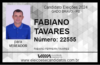 Candidato FABIANO TAVARES 2024 - GADO BRAVO - Eleições