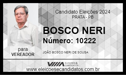 Candidato BOSCO NERI 2024 - PRATA - Eleições