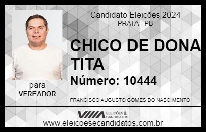 Candidato CHICO DE DONA TITA 2024 - PRATA - Eleições