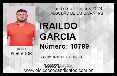 Candidato IRAILDO GARCIA 2024 - ALGODÃO DE JANDAÍRA - Eleições