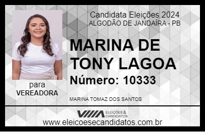 Candidato MARINA DE TONY LAGOA 2024 - ALGODÃO DE JANDAÍRA - Eleições