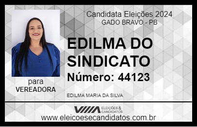 Candidato EDILMA DO SINDICATO 2024 - GADO BRAVO - Eleições