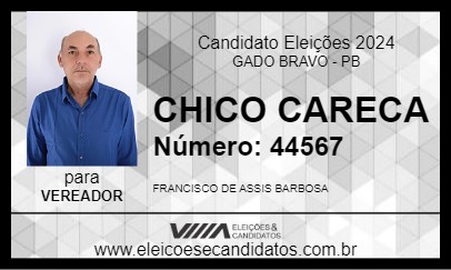 Candidato CHICO CARECA 2024 - GADO BRAVO - Eleições