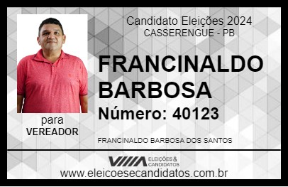 Candidato FRANCINALDO BARBOSA 2024 - CASSERENGUE - Eleições