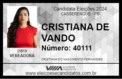 Candidato CRISTIANA DE VANDO 2024 - CASSERENGUE - Eleições