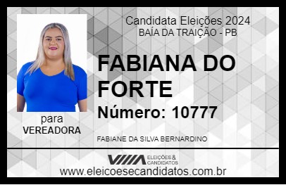 Candidato FABIANA DO FORTE 2024 - BAÍA DA TRAIÇÃO - Eleições