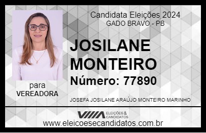 Candidato JOSILANE MONTEIRO 2024 - GADO BRAVO - Eleições