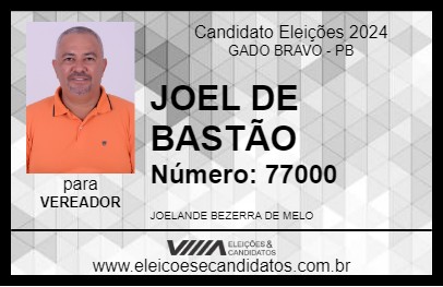 Candidato JOEL DE BASTÃO 2024 - GADO BRAVO - Eleições