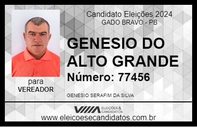 Candidato GENESIO DO ALTO GRANDE 2024 - GADO BRAVO - Eleições