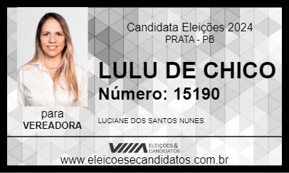 Candidato LULU DE CHICO 2024 - PRATA - Eleições