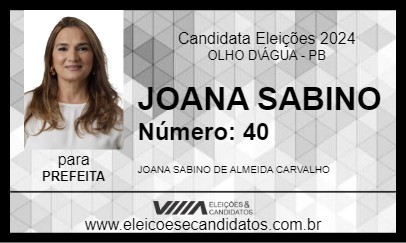 Candidato JOANA SABINO 2024 - OLHO D\ÁGUA - Eleições