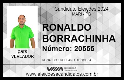 Candidato RONALDO BORRACHINHA 2024 - MARI - Eleições