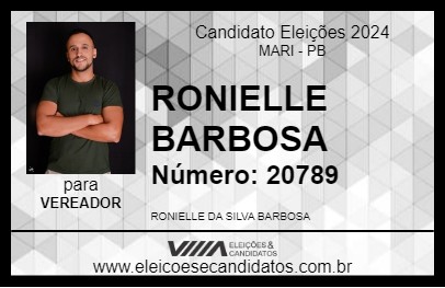 Candidato RONIELLE BARBOSA 2024 - MARI - Eleições